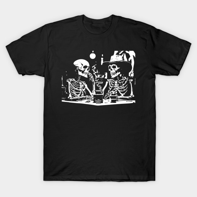 skeletons drinking and smoking T-Shirt by lkn